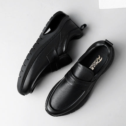 Factory Direct Supply Genuine Leather Men's Shoes Autumn New Fashion Casual Shoes Versatile Business Thick-Soled Slip-On Plus Suede Leather Shoes