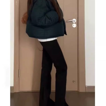 Black Flared Jeans for Women, Autumn High-Waisted Slim Fit Straight-Leg Floor-Length Bootcut Pants, Trendy Slimming Effect