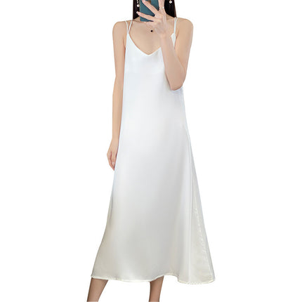 Silk 2025 Spring/Summer Women's New V-neck Slim-fit Interior dress Satin Socialite Sexy Slip Dress