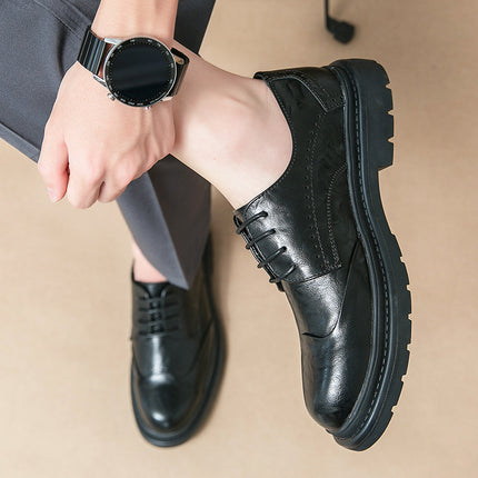 Men's British Style Business Casual Leather Shoes Fashion Trend Retro Lace-Up Leather Shoes Groom Wedding Shoes Dropshipping