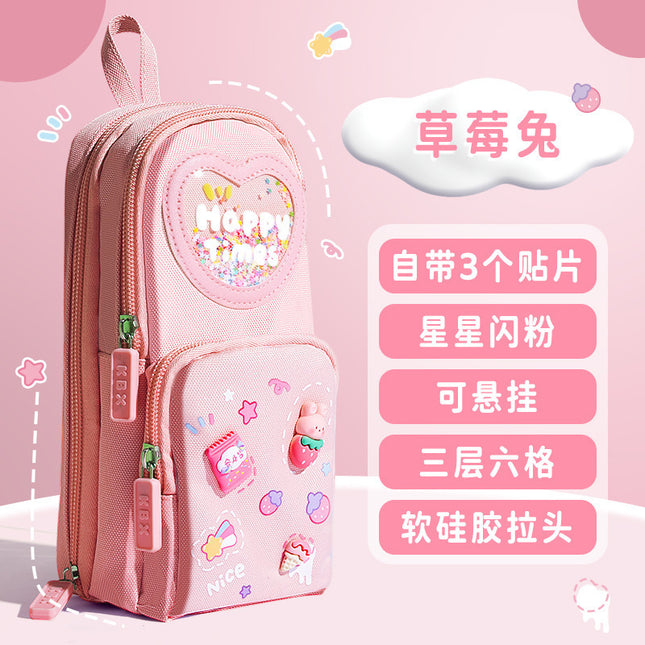 Large-Capacity Pencil Case, High-Quality Appearance, Stationery Bag for Male and Female Students, Junior High School Portable Backpack Pencil Case, Kapibara Ins Style