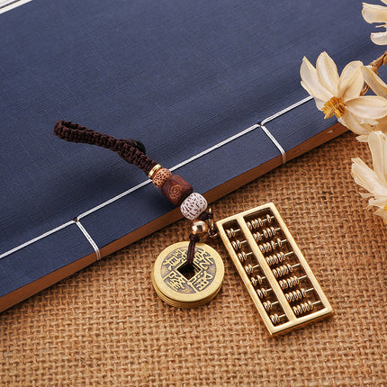 Brass movable Abacus keychain beads can rotate five Emperor money wishful Abacus hoist key chain pendant wholesale