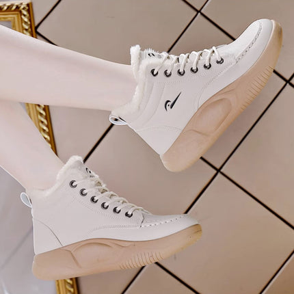 Winter fleece-lined cotton shoes women's shoes 2024 new white shoes thick bottom casual soft bottom sneaker
