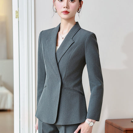 Grey Professional Long-sleeved Suit suit Women's 2024 Temperament Autumn Hotel Front Desk Work Clothes High-end Jewelry Store Fixtures