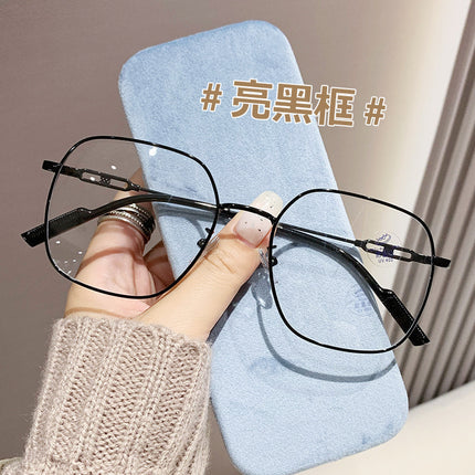 Cross-border Metal Color-changing Anti-blue Glasses Large Frame Plain Online Red Polygon Frame Trendy Men's and Women's Myopia Glasses Frame
