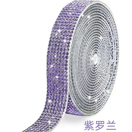 Cross-Border Rhinestone Stickers Self-Adhesive Diamond Strips DIY Clothing Shoes and Hats Rhinestone Strips Decorative with Diamond Stickers Rhinestones with Adhesive Backing Diamond Sheets