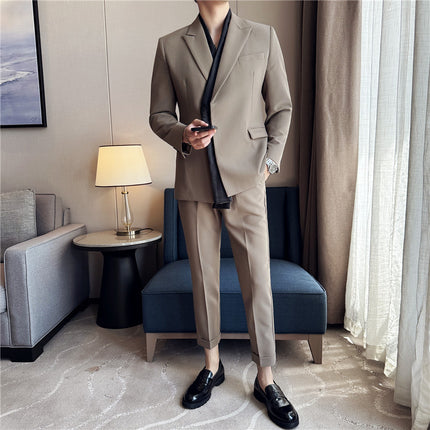 New Fashionable Suit suit Removable Fake Two-piece Design Korean Yuppie Show Style Suit Two-piece Set
