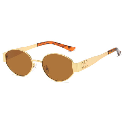 Round Frame Metal Sunglasses Women's High Sense Women's Driving UV Protection Photographing Sunglasses Trendy Retro Fashion Small Frame