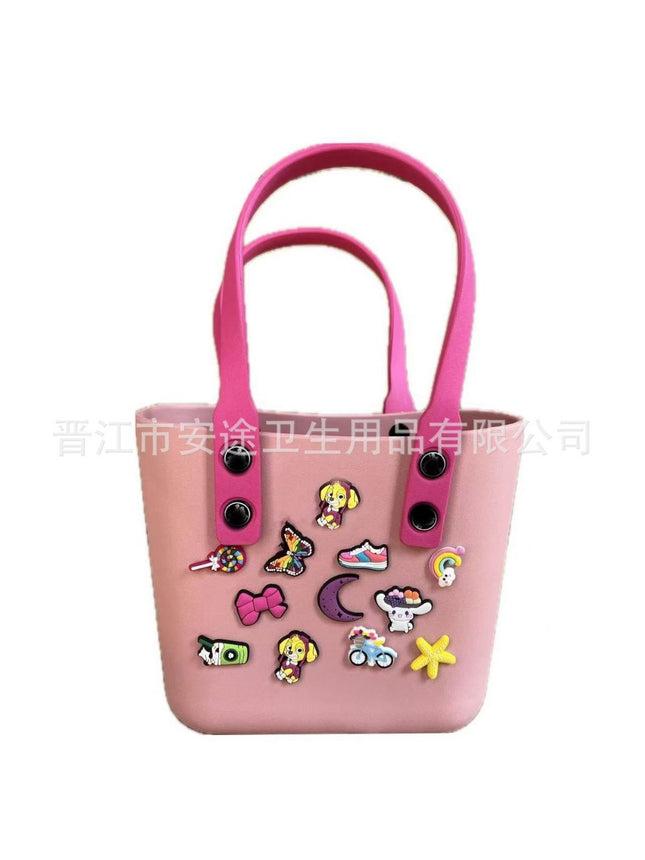 EVA Beach Bag DIY Hole Bag Women's Handbag Macaron Cross-border Hot Lunch Bag Cartoon Children's New
