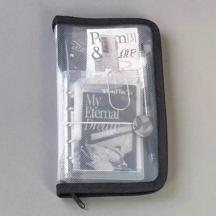 A6 Twill Transparent Storage Bag Cut Film Sticker Storage Bag Hand Account Material Solid Color Simple Fresh Pencil Bag Large Capacity