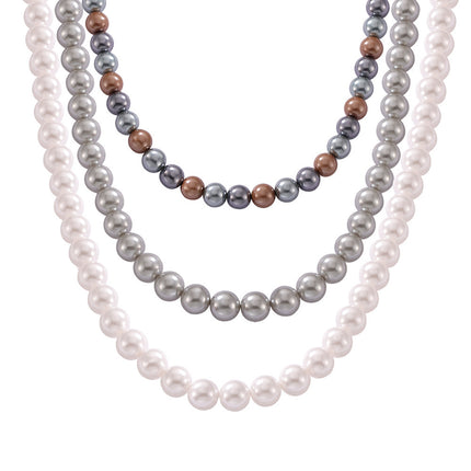 Korean fashion round high-gloss beaded necklace women's casual colorful round beads niche simple necklace jewelry wholesale