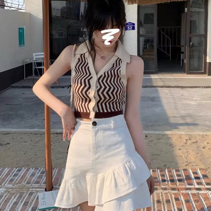Black Irregular A-Line Skirt for Women 2025 Spring/Summer New Ruffled High-Waisted Pencil Skirt Anti-Exposure Slimming