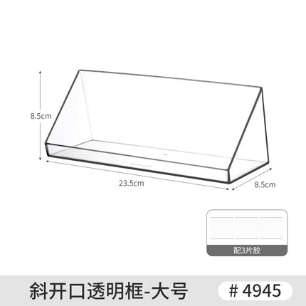 Desktop Wall Hanging Storage Box with Transparent Acrylic Cosmetics Bathroom Stationery Station Kitchen Storage Rack Bedside