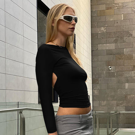 European and American women's new sexy top front and back wear one-shoulder hot girl style nightclub outfit Amazon supply spot
