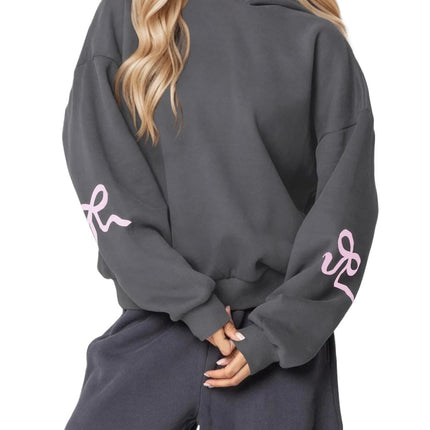 Europe and the United States cross-border pullover Wei hoodie bow autumn and winter round neck long sleeve sweater loose fleece-lined