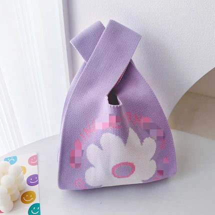 New Ins Bag Knitted Handbag Large Capacity Bucket Bag Versatile Daily Work Clothing Tote Bag Female Souvenir
