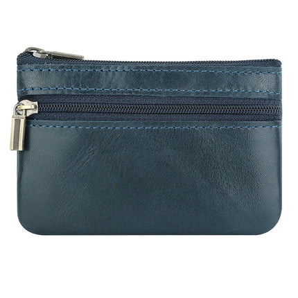 Hot Selling Genuine Leather Zipper Coin Purse Creative Korean Style Crazy Horse Cowhide Coin Bag Car Key Bag Bus Card Bag