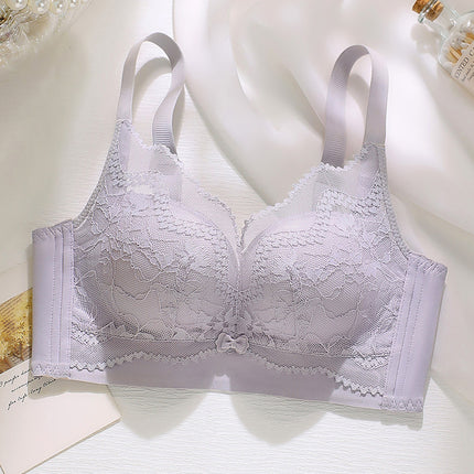Lace Wire-Free Hole Cup Underwear for Women, Anti-Sagging Adjustable Medium-Thick Cup Warm Bra Push-Up Delivery