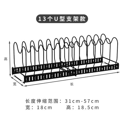 Cross-Border Popular Retractable Dishware and Pot Rack Kitchen Dish Rack Storage Rack Cabinet Plate Pot Storage Rack