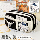 9-layer new large-capacity pencil case [black puppy]