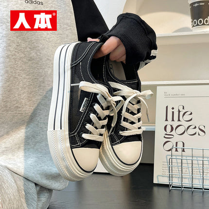Rb23261 Thick-Soled Canvas Shoes for Women, New Spring Mesh White Shoes, Versatile Niche Big-Toe Shoes, Student Sneakers