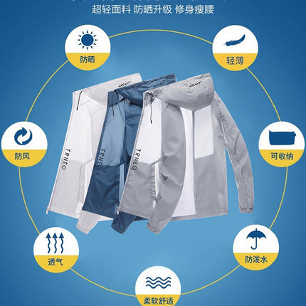Hooded sun protection clothing men's summer UV protection ultra-thin fashion all-match outdoor fishing coat skin coat men 2086
