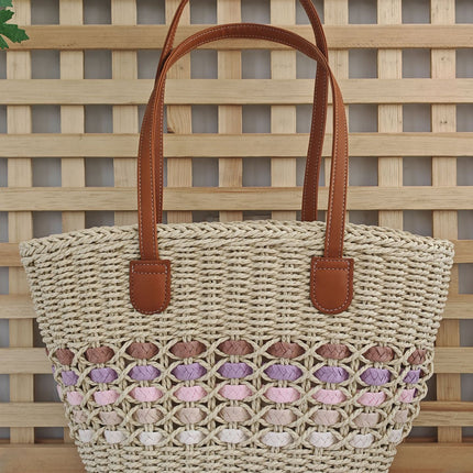 Wholesale Dropshipping Women's Handmade Woven Bags, Large Capacity Beach Bags, Vacation Casual Simple Commuter Shoulder Bags