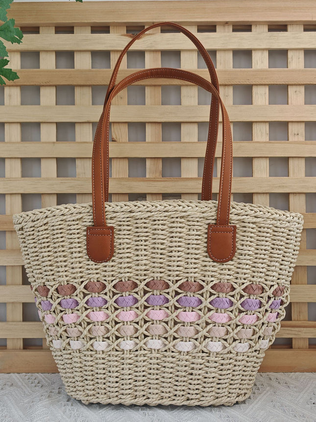 Wholesale Dropshipping Women's Handmade Woven Bags, Large Capacity Beach Bags, Vacation Casual Simple Commuter Shoulder Bags