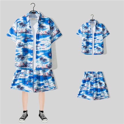 Short Sleeve Flower Shirt Hainan Island Beach Suit Sanya Hawaiian Style Thailand Travel Male Couple Summer Thin suit