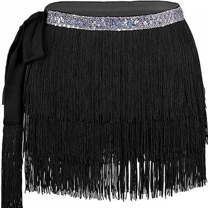 Cross-border hot-selling encrypted tassel skirt belly dance skirt waist chain waist towel Halloween women's waist decoration hip towel lace-up