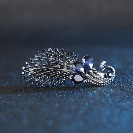Cross-border New Peacock Spring Clip Half Tie Hairpin Top Clip Horizontal Clip Simple Fashion Retro Rhinestone Hairpin