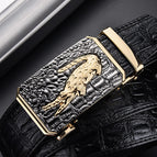 Gold Frame Crocodile Black Belt / 105cm