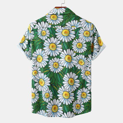 Hawaii Beach Shrimp Several Waves Cuban Collar Ice Silk Digital Printing Fashion Casual Short Sleeve Flower Shirt
