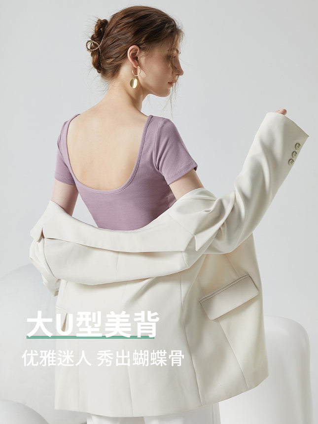 Wearing-Free Bra Large U-Round Tie Chest Pad One-Piece Solid Color Slim-Looking Hot Hot Hot Spice Girl 2025 New Popular Top