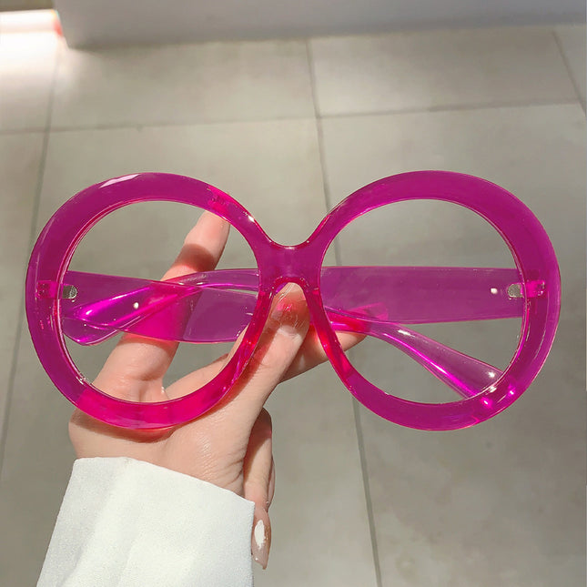 Personalized Fashion European and American Retro Slimming Super Large Frame Anti-blue Glasses Plain Face-free Artifact Little Red Riding Book Same Style Flat Glasses