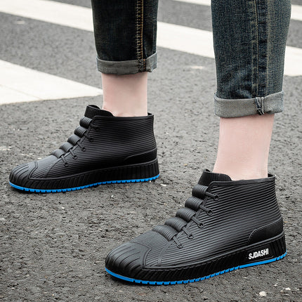 Fashion men's rain boots low fleece-lined kitchen fishing non-slip waterproof rain boots fleece-lined warm take-out work water shoes