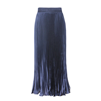 2025 new European and American foreign trade women's satin metallic luster pleated skirt long organ skirt long skirt skirt