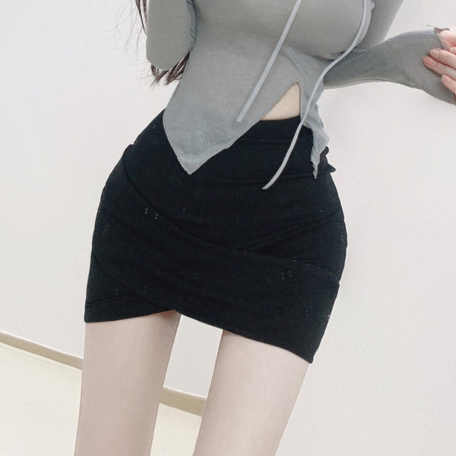 South Korea Dongdaemun New Product Worthy of Feminine Cross Sexy Slimming High Waist A- Bag Hip Skirt