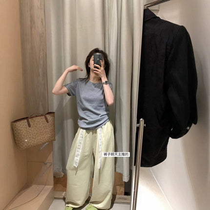 METWO 8749 One-Piece White Summer Round Neck Simple Foundation Do Not Pick People Base Inner Top