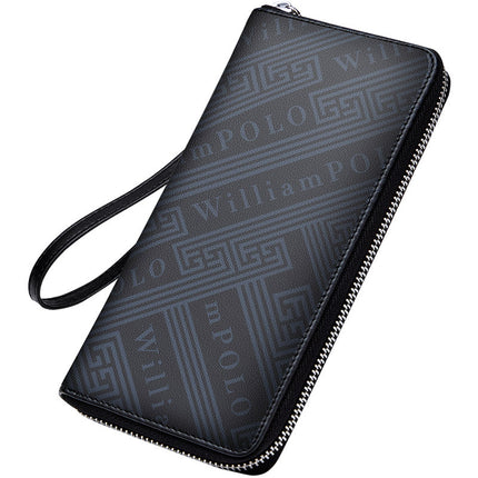 Emperor Paul Men's Long Zipper Wallet Vintage Print Clutch Large Capacity Multi-Card Slot Money Clip Clutch Bag