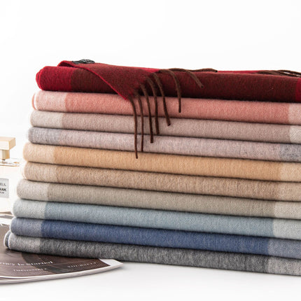 Wool Scarf Autumn and Winter 2025 Double-Sided Splicing Scarf Women's Thickeneded Warm Shawl Simple Tassel Versatile Scarf