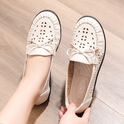 Mom's Shoes, Summer Women's Shoes, Middle-Aged and Elderly Soft-Soled Shoes That Don'T Tire the Feet, Clogs, Breathable Sandals for Middle-Aged People, Non-Slip Leather Shoes