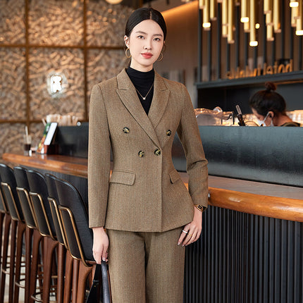 Professional Suit, Feminine Long-Sleeved Suit and Trousers, Autumn and Winter Beautician Hotel Front Desk Work Clothes, Jewelry Store Uniform