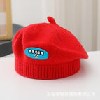 Smiley leather label beret-big red / 3-48 months