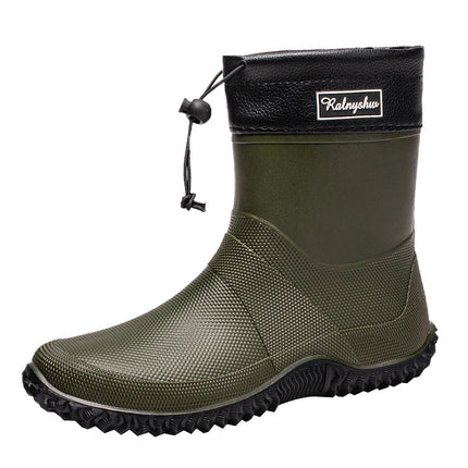 Rain Boots for Men, Outdoor Women's Fishing Shoes, Mid-Tube Non-Slip Kitchen Waterproof Shoes, Military Rain Boots, Takeaway Rider Rubber Shoes