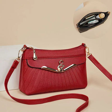 Genuine Leather Texture 2024 Autumn and Winter New Crossbody Small Bag Fashionable Simple Ladies Shoulder Bag Middle-aged Mother Mobile Phone