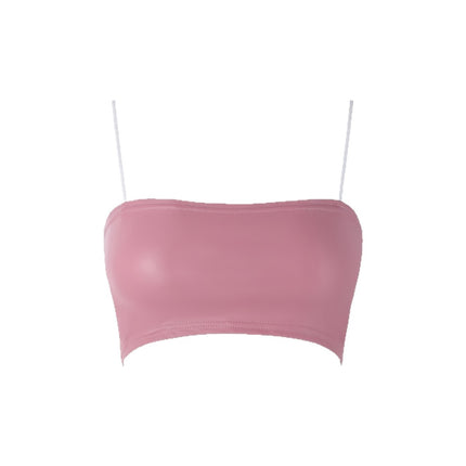 European and American Sexy Backless Cool Black Pu Leather Bow Camisole Intimates Amazon Cross-Border Supply