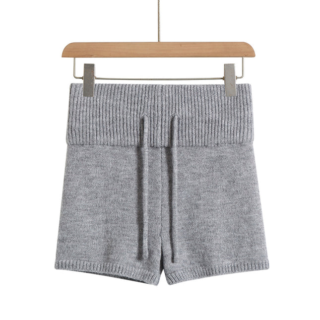 Wholesale hot girls sexy low waist slim hip knitted shorts women's elastic tight drawstring solid color knitted hot pants tide