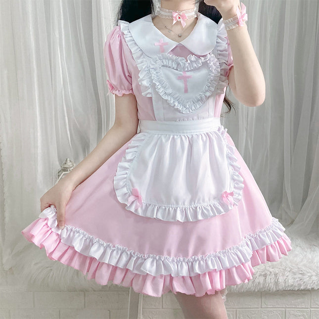 Japanese Classic Anime Maid Outfit Cross Nurse Cosplay Maid Restaurant Uniform Export Dress for Women
