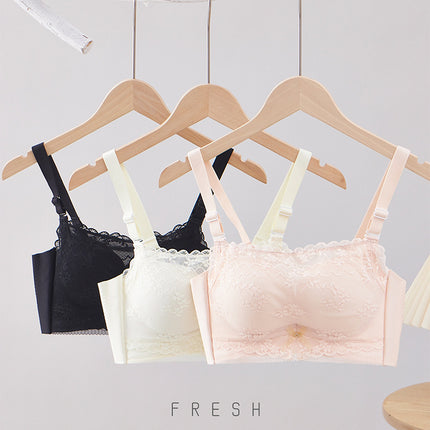 High-end Lace Underwear No Steel Ring No Side Bone Tourmaline Massage Cup Tube Top-up Anti-light Adjustable Bra